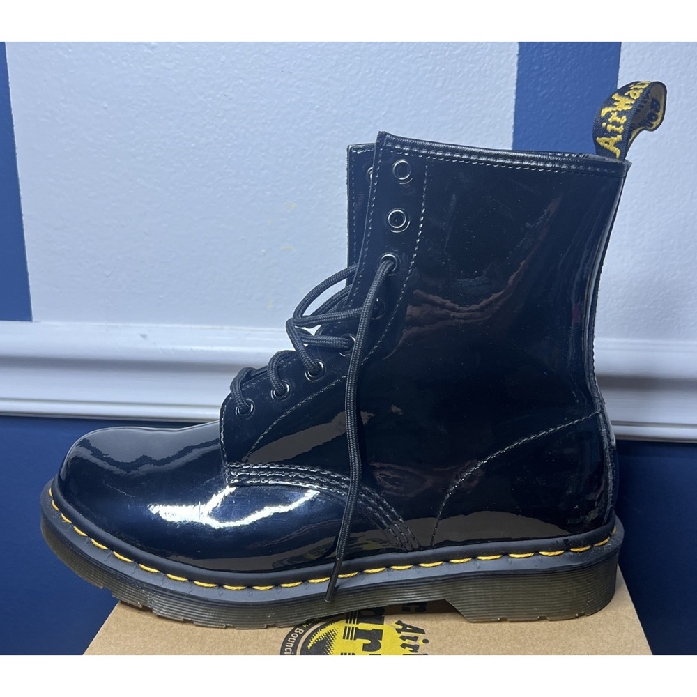 Dr. Doc Martens 1460W Black Leather Combat Boots Women's 9 - Picture 2 of 7